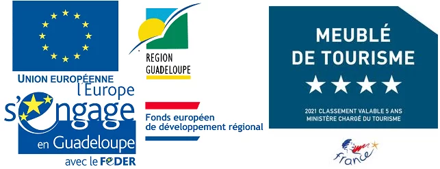 Partenaires : Union Européenne FEDER, Région Guadeloupe, Meublé de Tourisme 4 étoiles